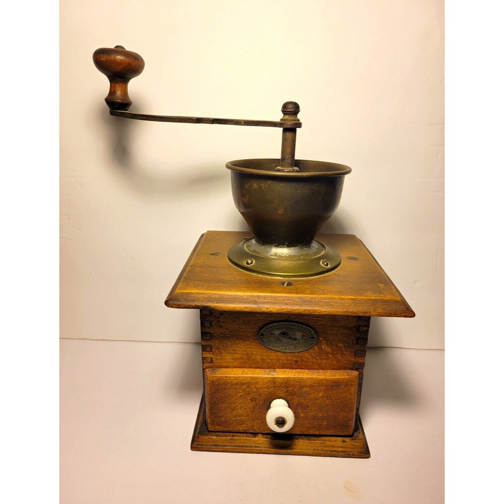 R Z Qualite Garantie A. Treuil Lyon Manual Wood Coffee Grinder w/ Drawer